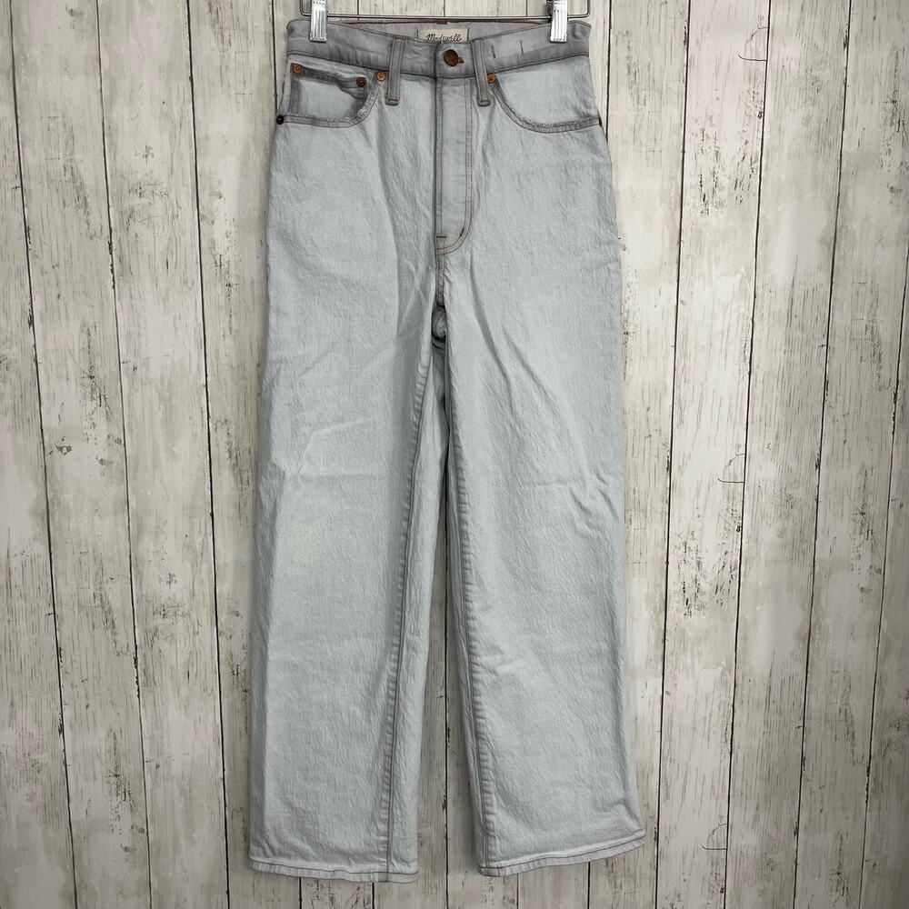 Madewell The Perfect Vintage Wide Leg Light Wash Crop Jeans Flaws 24